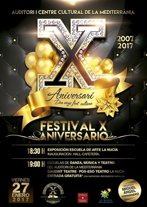 El Festival del "X Aniversari de l'Auditori" será el viernes 27 de enero y participarán todas las escuelas culturales de La Nucía