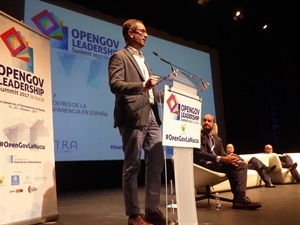 Javier Maroto durante su intervención en el Congreso de Transparencia en La Nucía