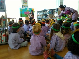 Los alumnos del Bressol en la actividad del "Cuenta cuentos" en la Biblioteca Municipal