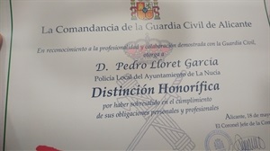 Diploma que ha recibido Pedro Lloret