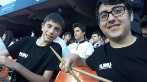 Los percusionistas nucieros en estadio del Valencia CF