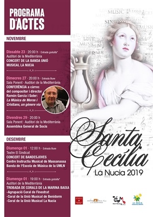 Cartel de Actos Santa Cecília 2019 en La Nucía