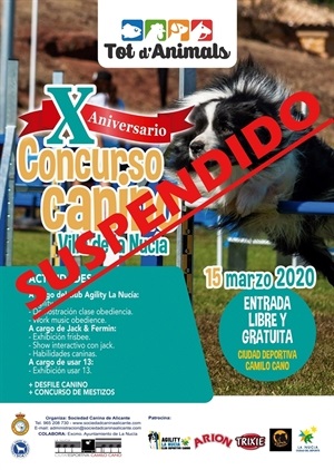 Suspendido el Concurso Canino de La Nucía de este domingo 15 de marzo