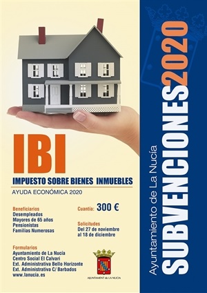 Imagen del Cartel de la Subvención del IBI 2020 de La Nucía