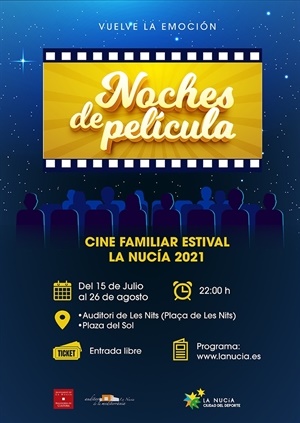 Cartel del ciclo de Cine Familiar Estival de La Nucía, de este año